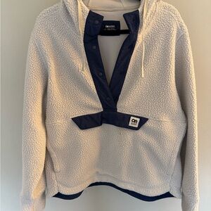 Outdoor Research Packwood Fleece Pullover Hoodie Women’s size large White Blue